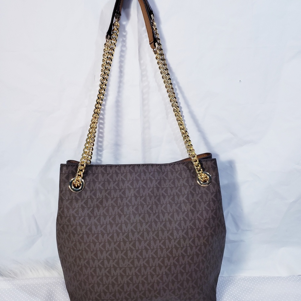 Michael Kors Jet Set Gold Chain BROWN  $298Tote - Picture 8 of 8